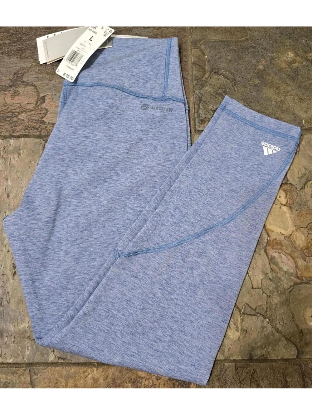 ADIDAS Women's Size L Aeroready Optime 7/8 Tight Fit Leggings Blue NWT $55
